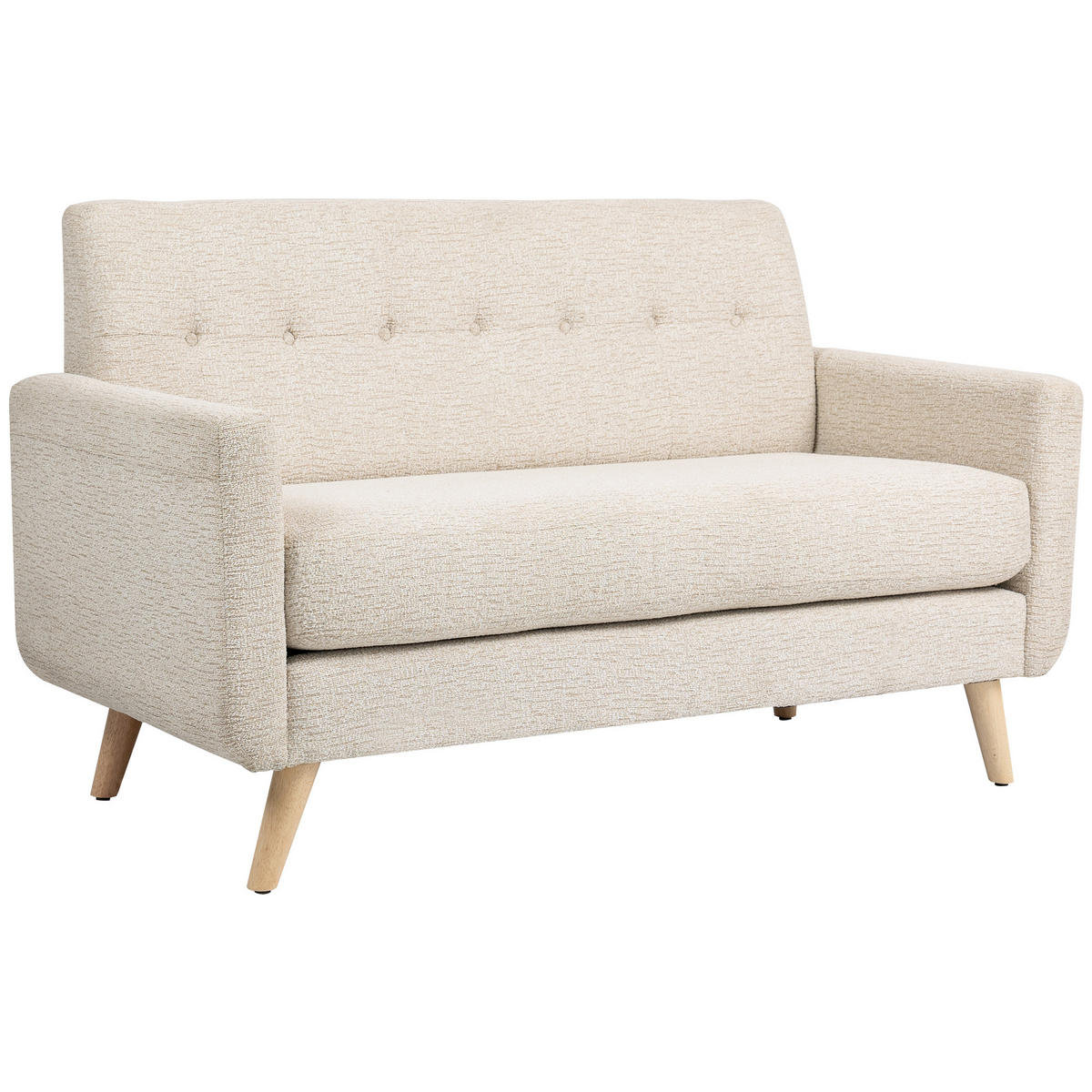 2 Sitzer Sofa, Couch mit Dickem Sitz- und Rückenkissen, Samtoptik, Beige - Beige, Kunststoff (71/82/134cm) - HOMCOM