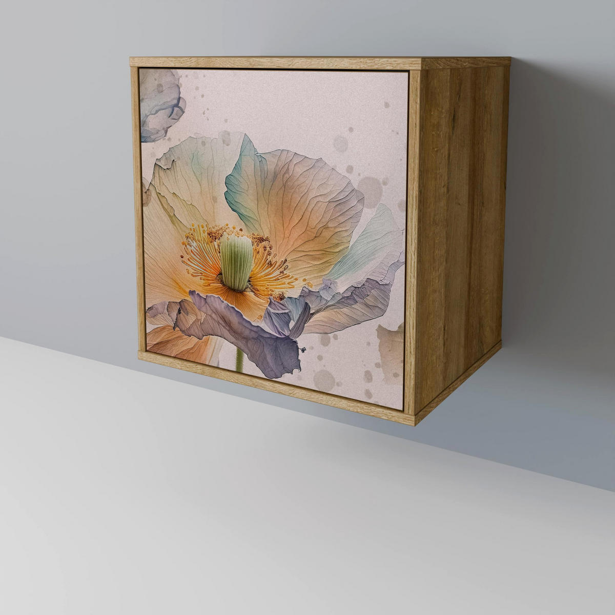 SIDEBOARD SOFTEN POPPY, Eichefarben, 57,5x42x75,5 cm, Goldfarbene Metallfüße - Eichefarben/Goldfarben, Holzwerkstoff/Metall (57.5/75.5/42cm) - SpaceRebels
