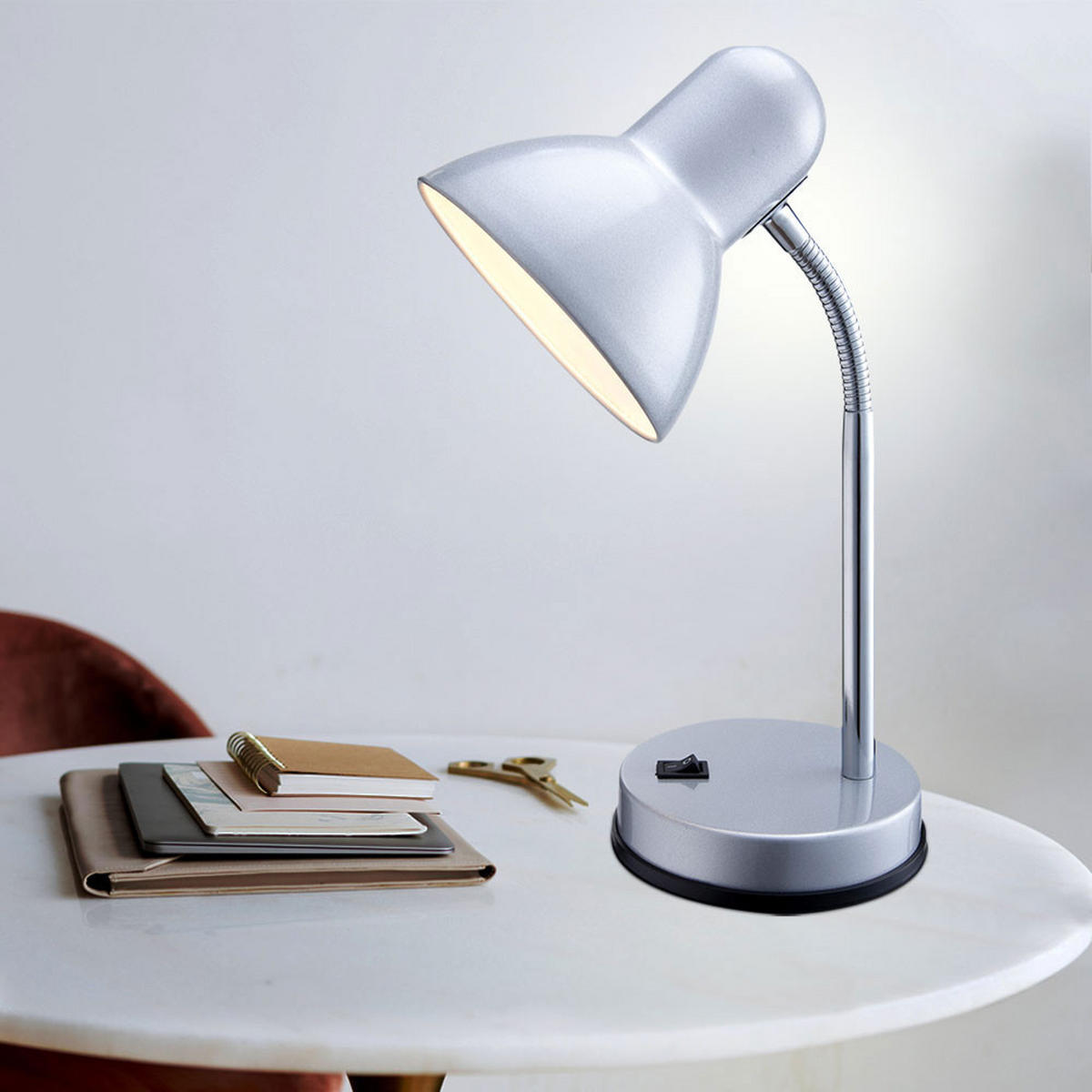 TISCHLEUCHTE BASIC Metall Silber - Silberfarben, Metall (21.5/21.5/33cm) - Globo Lighting