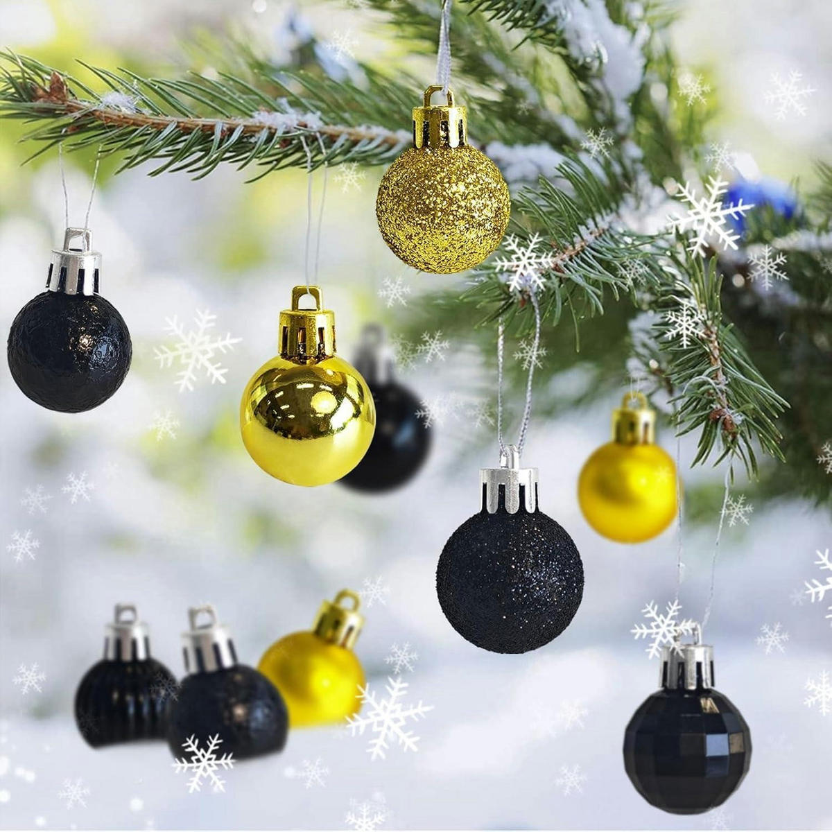 WEIHNACHTSKUGELN 30-teiliges Set Schwarz Gold 3 cm - Multicolor, Kunststoff (3/3/3cm)