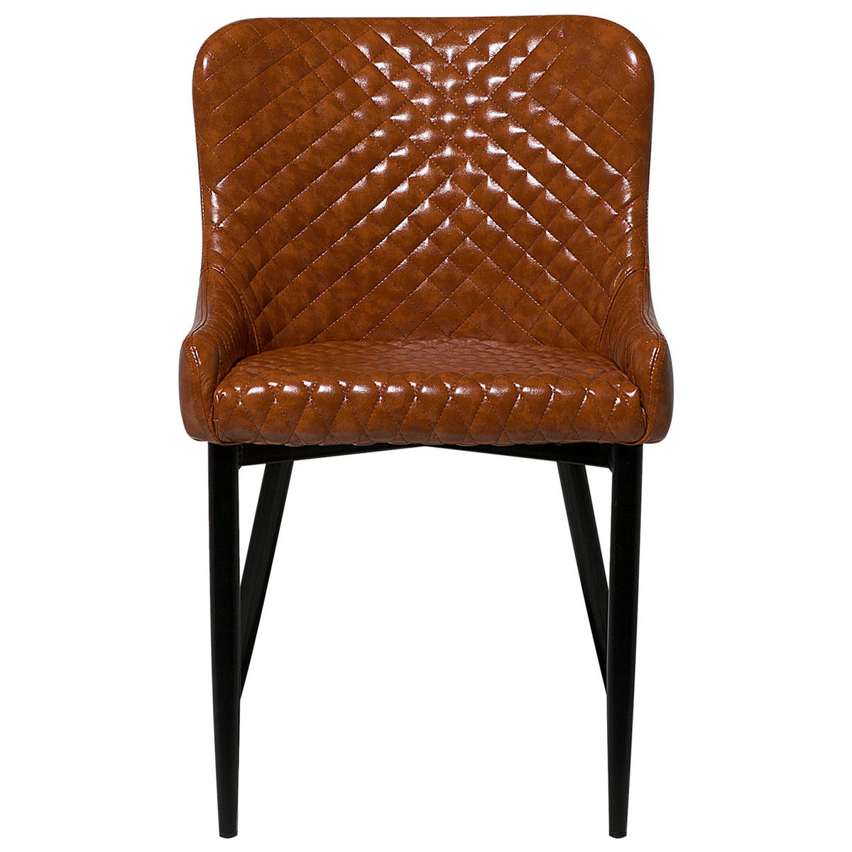 ESSZIMMERSTUHL 2er-Set Kunstleder Braun Solano - Braun, Textil/Metall (51/82/52cm) - Beliani