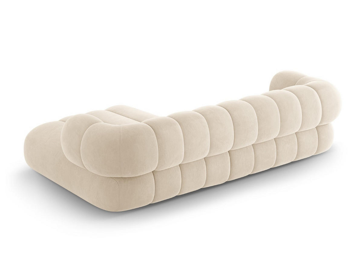ECKSOFA rechts Koge aus Samt leichtes beige 5 Sitzplätze - Creme, Textil (165/270cm) - Cosmopolitan Design