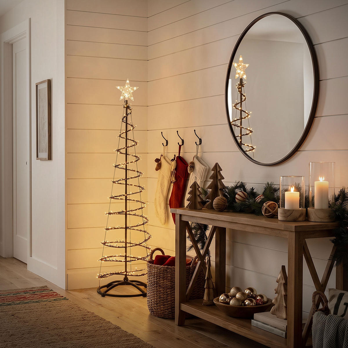 LED WEIHNACHTSBAUM Außen 150 cm Weihnachtsdeko mit Lichterkette 524 LED Warmweiß - Schwarz, Kunststoff (150cm) - ECD-Germany