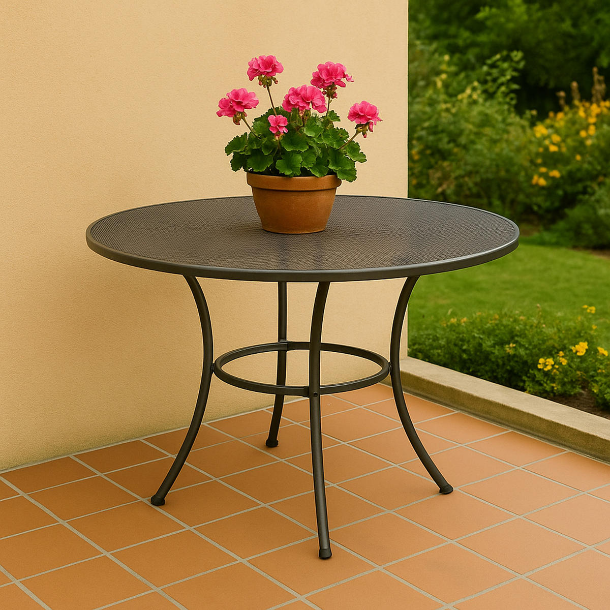 GARTENTISCH Roma 110cm rund mit Schirmloch aus Streckmetall - Grau, Metall (110/110/72cm) - TPFGarden