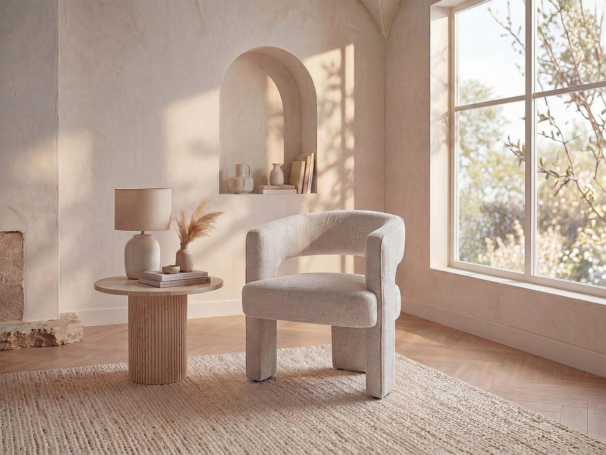 SESSEL mit gerader Rückenlehne - 1 Person - stoff - beige Fontanova - Beige, Textil (66/75/63cm) - Vente-Unique