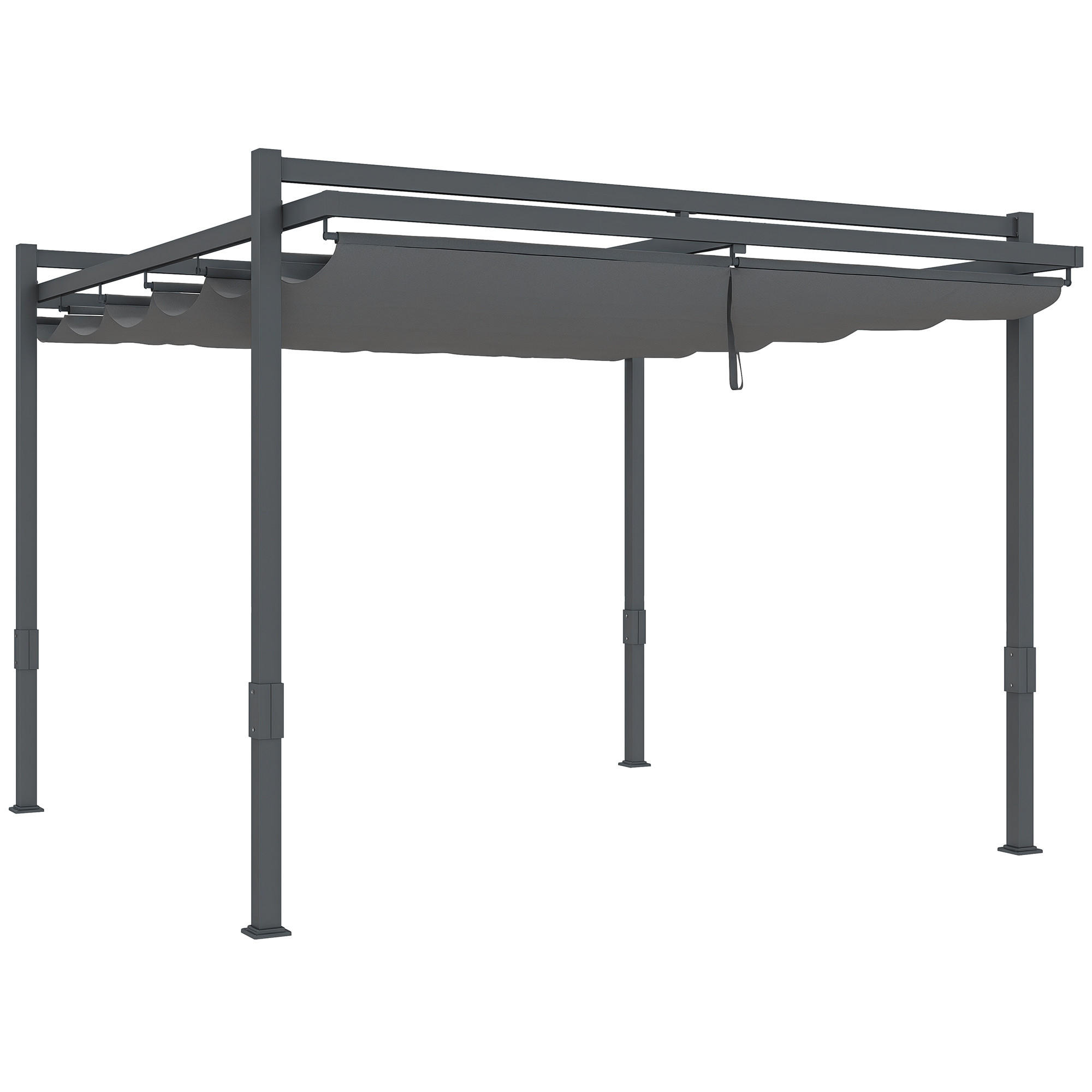 PERGOLA Pavillon ca. 3,5x3m Aluminium Stabil winterfest Sonnenschutz mit verstellbares Schiebedach Grau - Grau, Metall (358/245/320cm)
