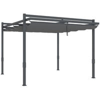 PERGOLA Pavillon ca. 3,5x3m Aluminium Stabil winterfest Sonnenschutz mit verstellbares Schiebedach Grau - Grau, Metall (358/245/320cm)