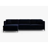 ECKSOFA ausklappbar links Gloria aus Samt königsblau 4 Sitzplätze - Dunkelblau, Textil (260/170cm) - Micadoni