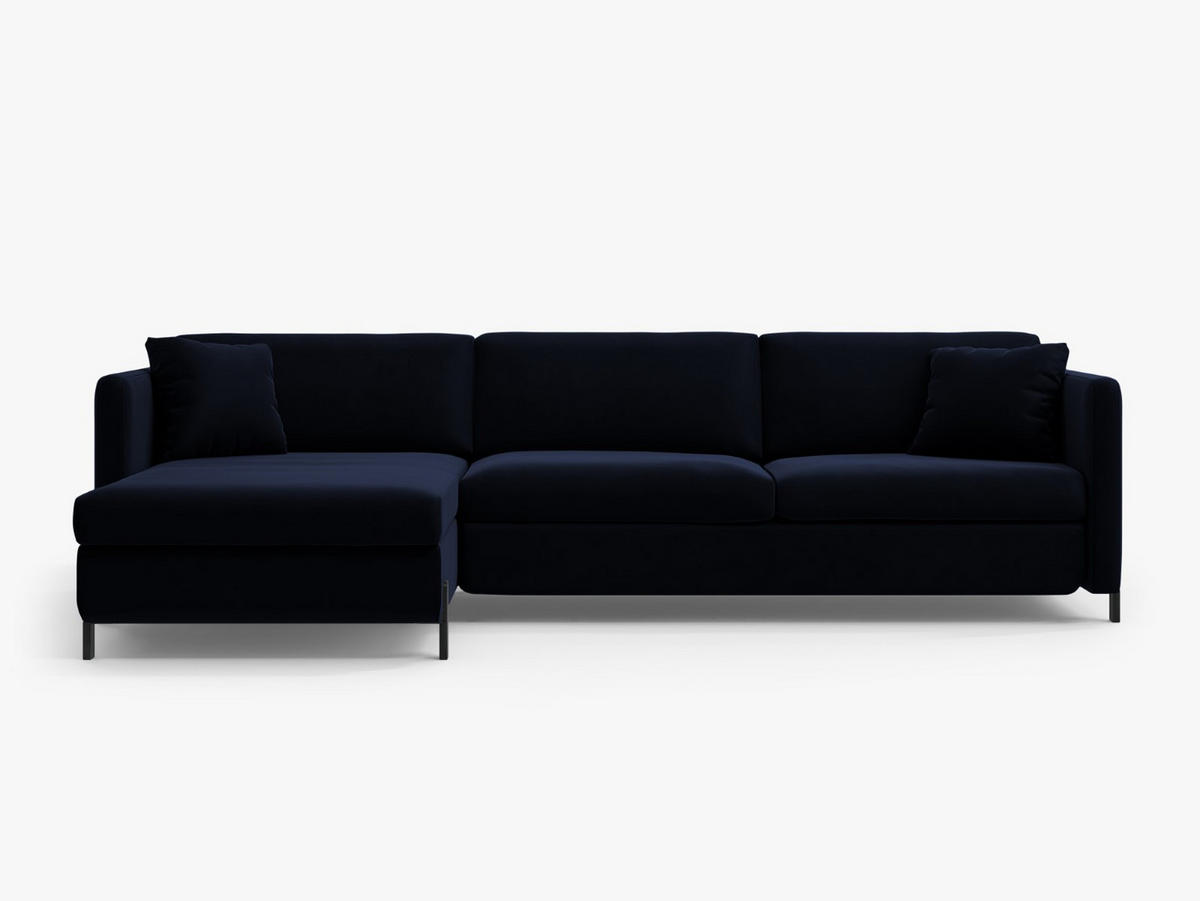 ECKSOFA ausklappbar links Gloria aus Samt königsblau 4 Sitzplätze - Dunkelblau, Textil (260/170cm) - Micadoni