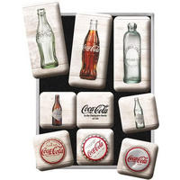 MAGNETSET 9-teilig Coca-Cola Bottle Timeline - Multicolor, Metall (7/9/2cm) - Nostalgic-Art