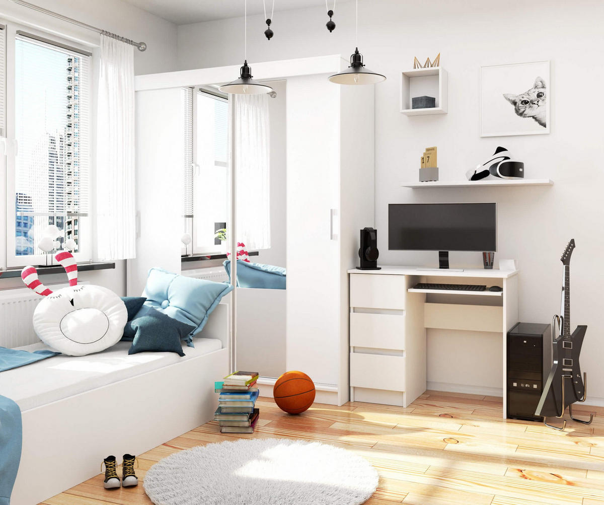 SCHREIBTISCH Links 3 Schubladen, Weiß, 90x50x77 cm - Weiß, Holz (50/90/77cm) - Milordbikes