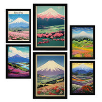 POSTER Set Mit 6 Massiver Berg In Vielseitiger Stil A3 & A4 Schwarzer Rahmen - Schwarz, Papier (29/3cm) - Nacnic