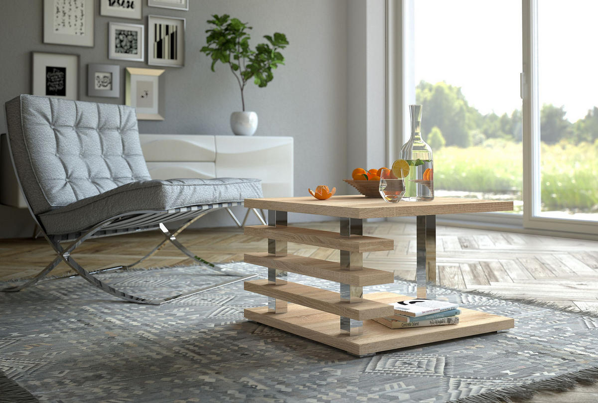 COUCHTISCH quadratisch Sonoma Eiche - Sonoma Eiche, Holzwerkstoff (60/60/40cm) - designimpex