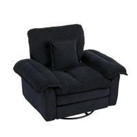 SESSEL Chenille Schwarz drehbar mit Stützkissen - Schwarz, Textil/Metall (116/96/84cm) - WISHDOR