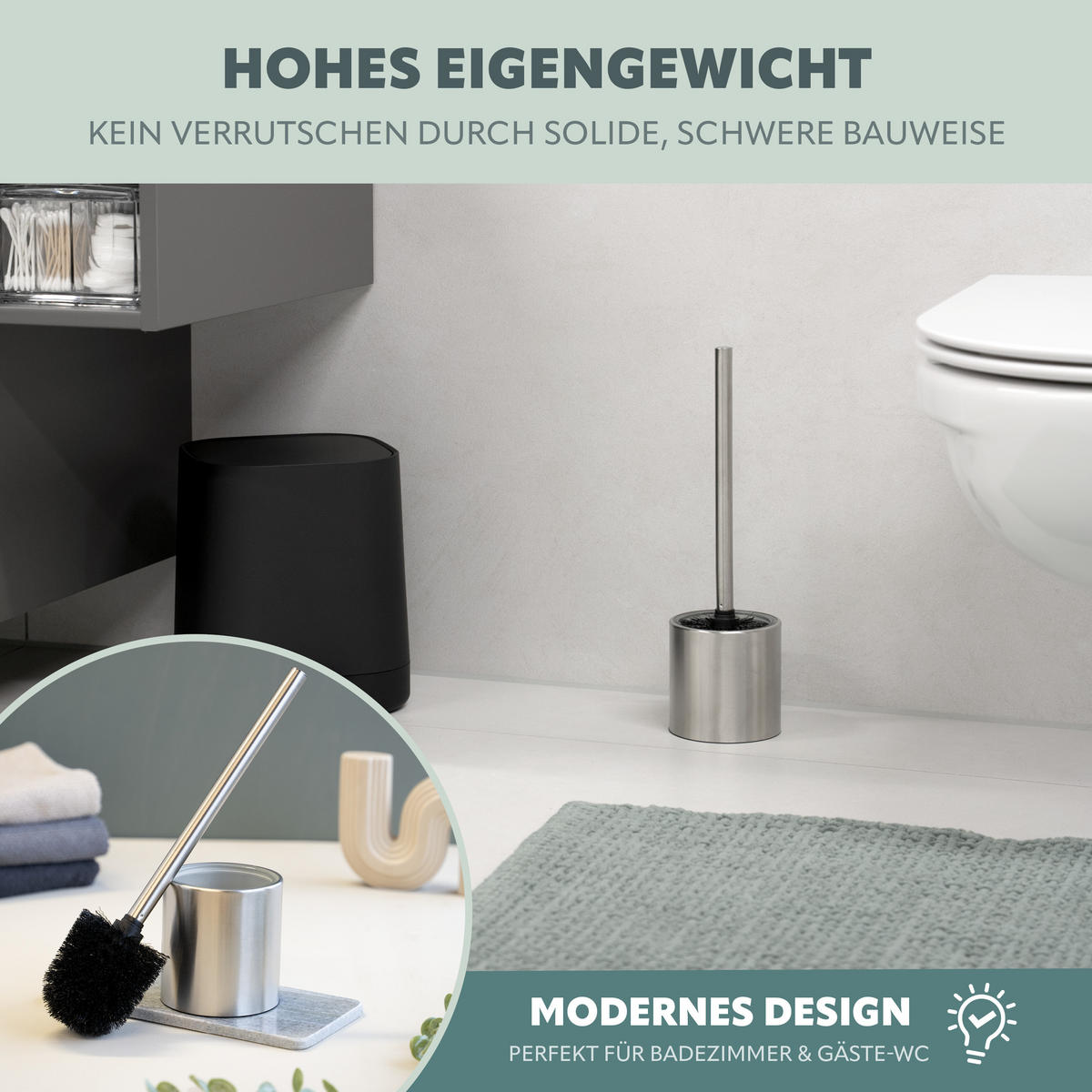 WC-GARNITUR TIRANO, Edelstahl - Edelstahlfarben, Metall (10/37/10cm) - bremermann
