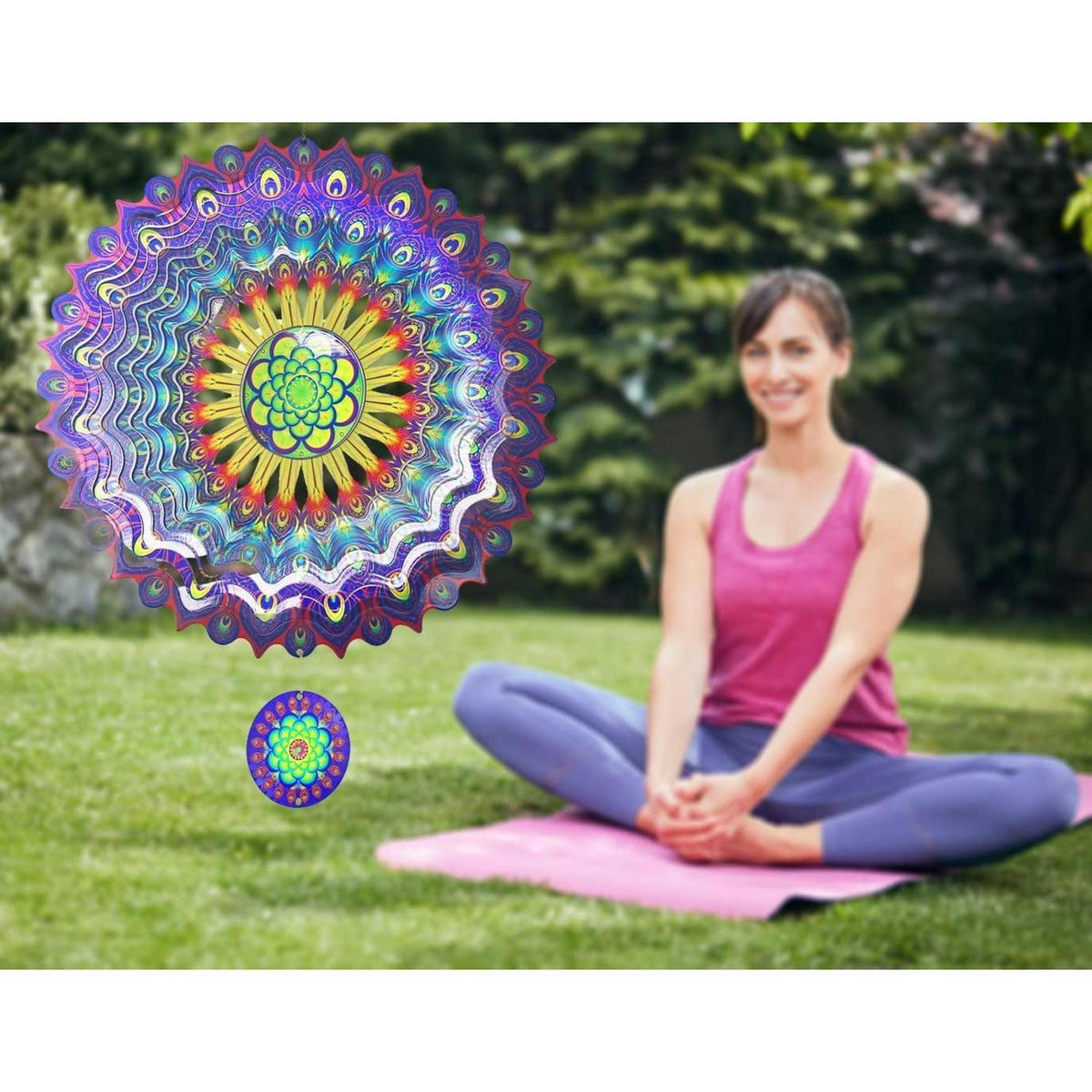 WINDSPIEL 3D Mandala Edelstahl 30 cm Lila - Multicolor, Metall (30.5/30.5/30.5cm)
