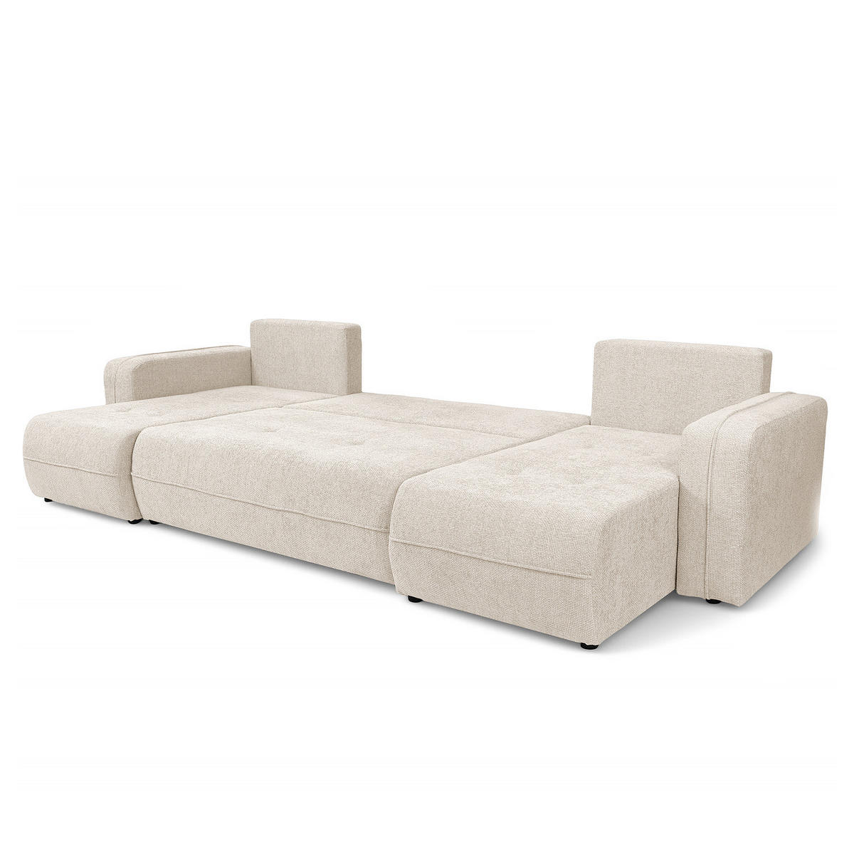 WOHNLANDSCHAFT - Beige/Schwarz, Kunststoff/Textil (312/82/145cm) - home24