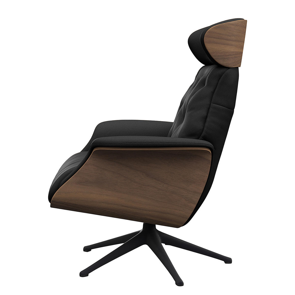 RELAXSESSEL - Echtleder - Schwarz, Leder/Metall (83/110/83cm) - home24