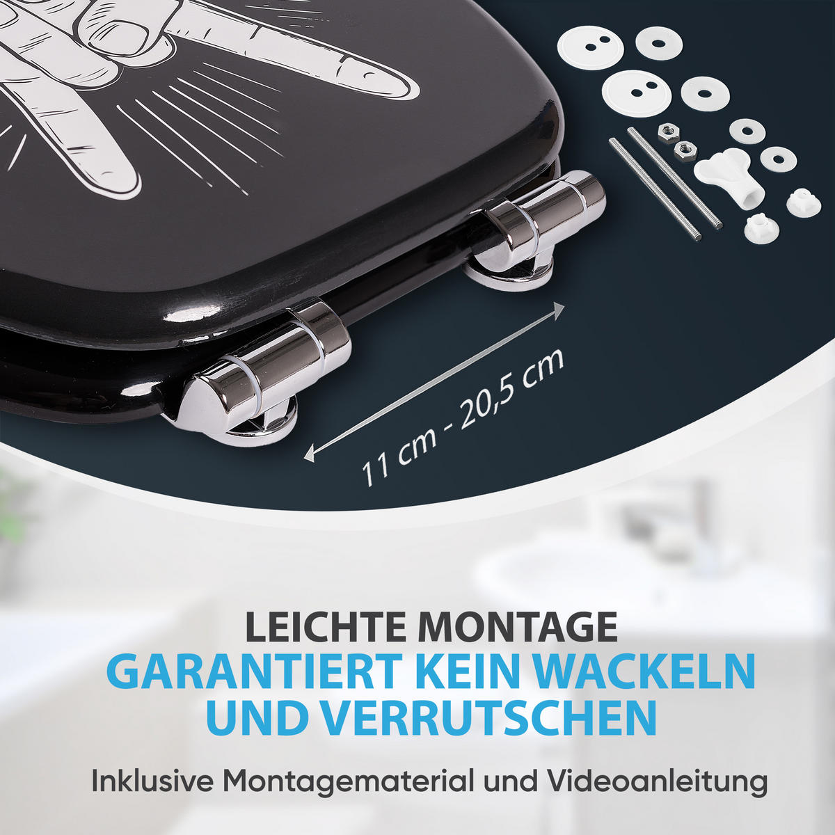 WC-SITZ Absenkautomatik Rock 'n' Roll - Schwarz, Holzwerkstoff (38/6/47cm) - Sanilo