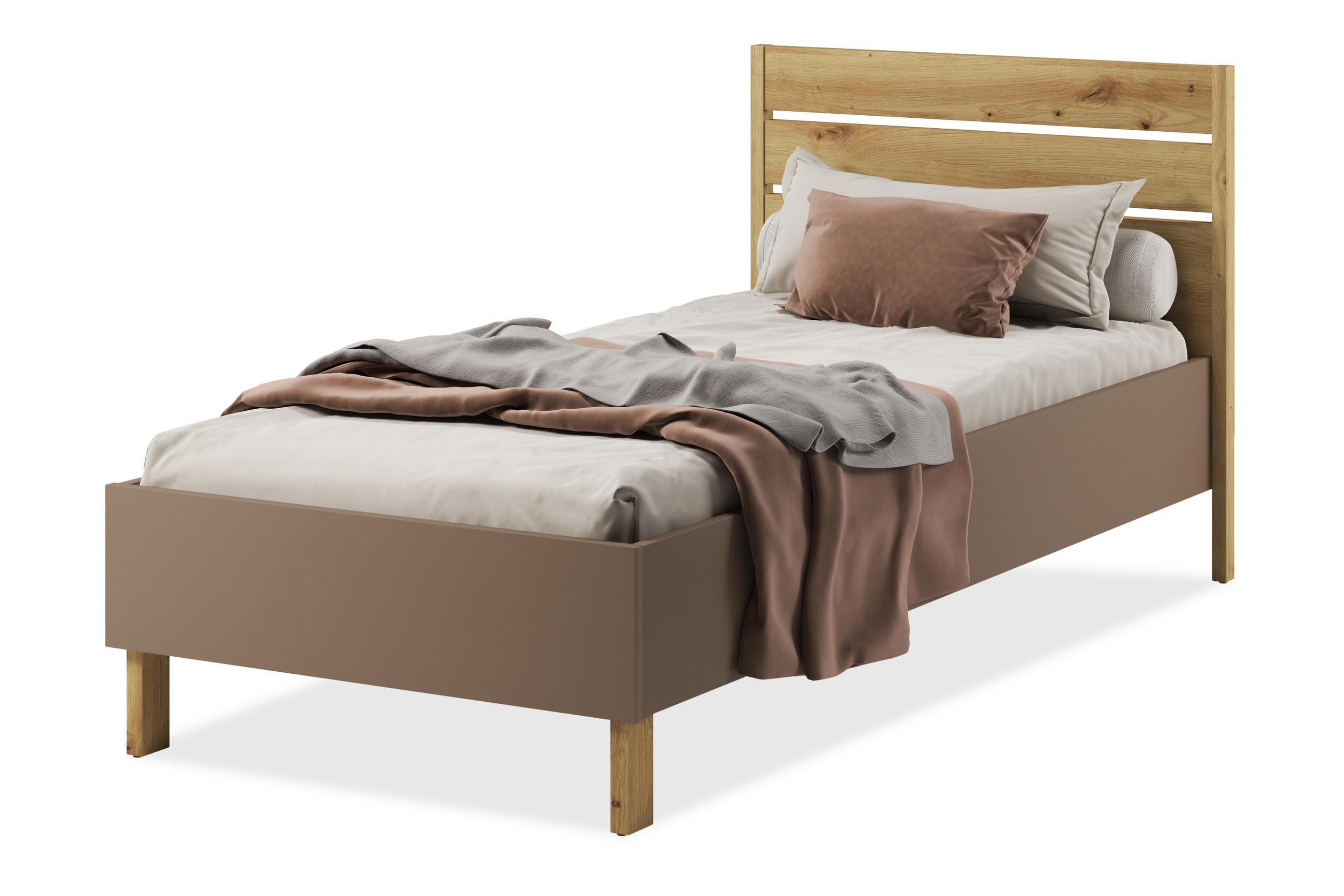 KINDERBETT TRIDA, Bett mit Gestell, braun/artisan Eiche - Braun/Eiche Artisan, Holz (90/200cm) - KONSIMO®