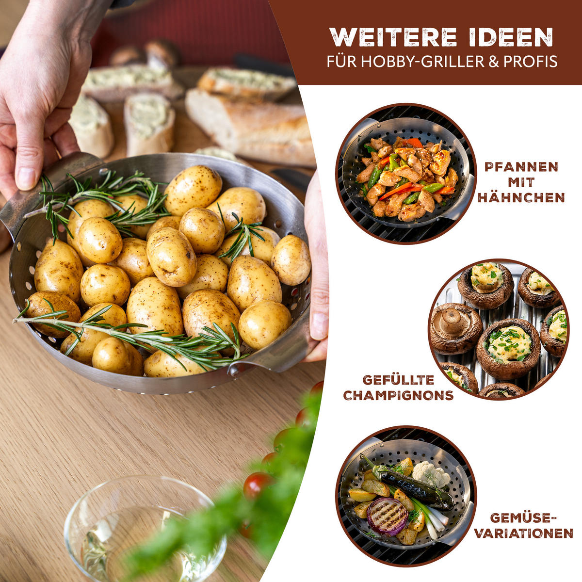 GRILLKORB 2er-Set, silber, Edelstahl - Edelstahlfarben, Metall (22.5/27/6cm) - bremermann