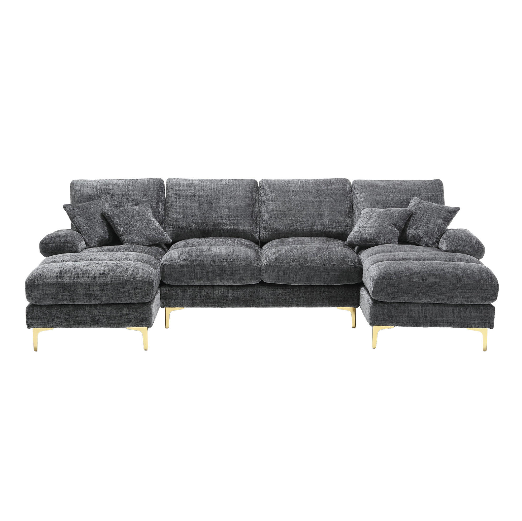 SEDACIA zostava zo ženilky, 272/136/88 cm sivá, tvar U s 2 leňoškami - sivá, textil (136/88/272cm) - BEAOK