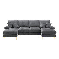 SEDACIA zostava zo ženilky, 272/136/88 cm sivá, tvar U s 2 leňoškami - sivá, textil (136/88/272cm) - BEAOK