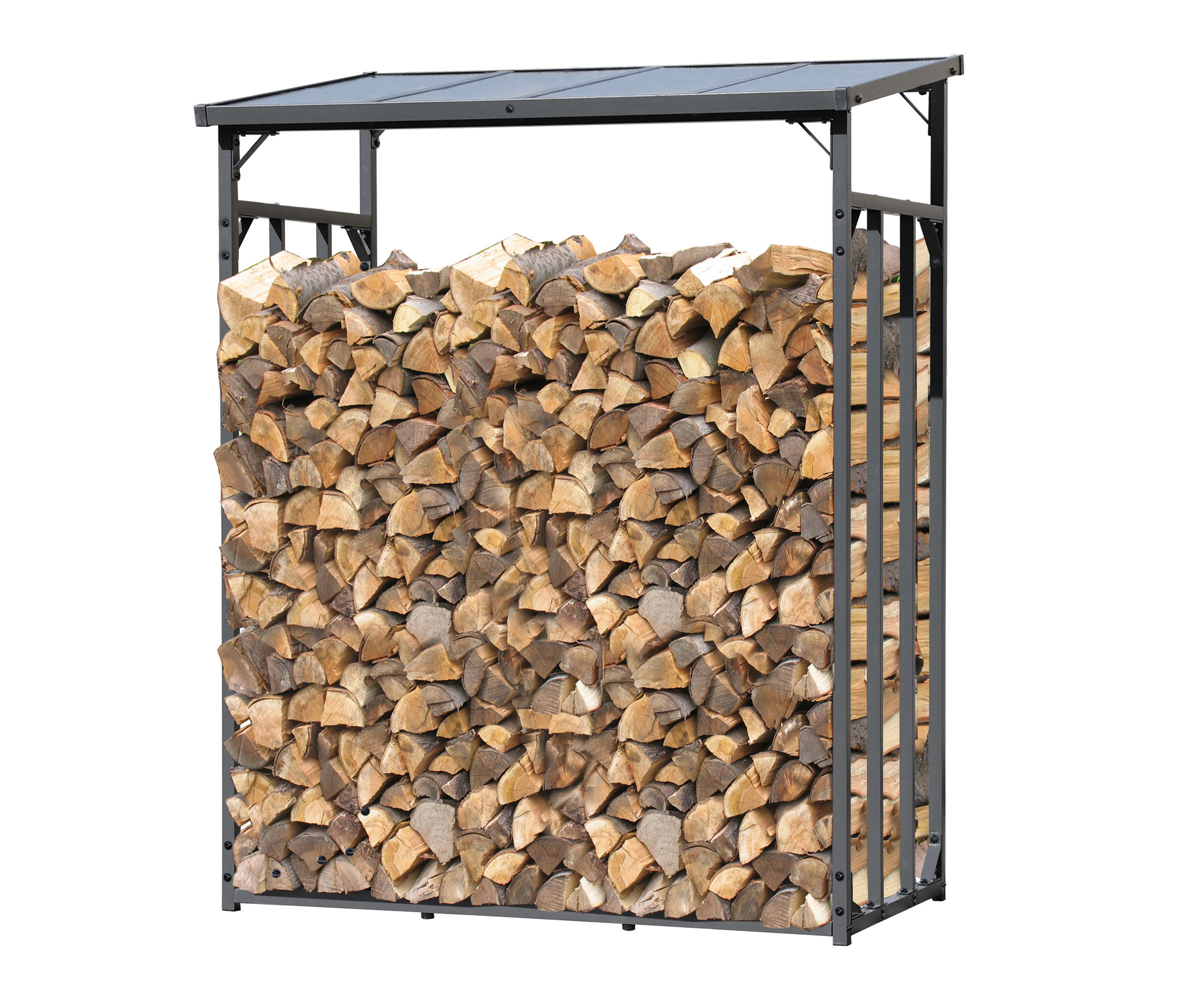 KAMINHOLZREGAL Außen Promo 143x70x185 cm Metall Anthrazit 1,8 m³ / 2,5 SRM - Anthrazit, Metall (143/185/70cm) - QUICK STAR