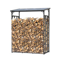 KAMINHOLZREGAL Außen Promo 143x70x185 cm Metall Anthrazit 1,8 m³ / 2,5 SRM - Anthrazit, Metall (143/185/70cm) - QUICK STAR