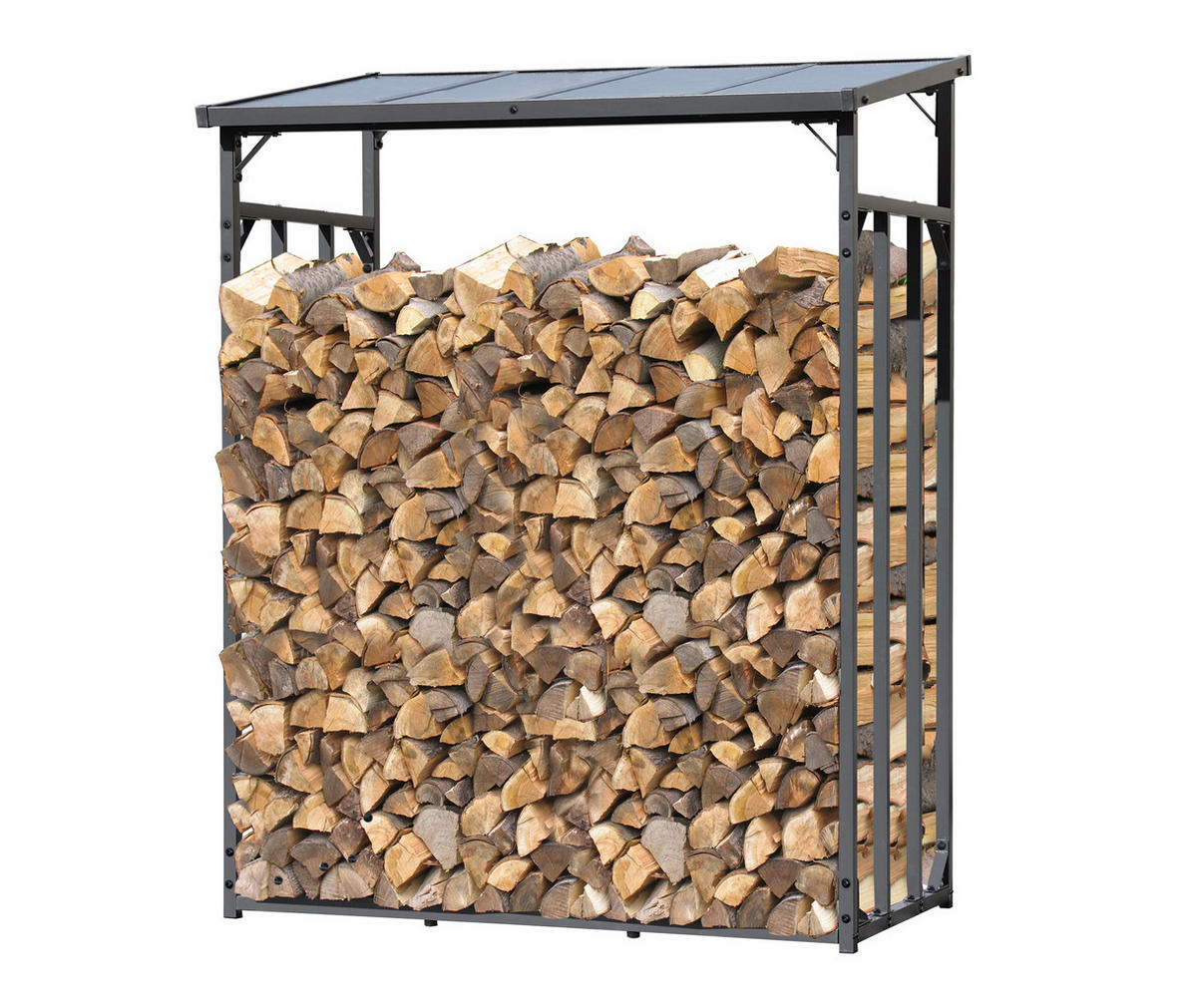 KAMINHOLZREGAL Außen Promo 143x70x185 cm Metall Anthrazit 1,8 m³ / 2,5 SRM - Anthrazit, Metall (143/185/70cm) - QUICK STAR