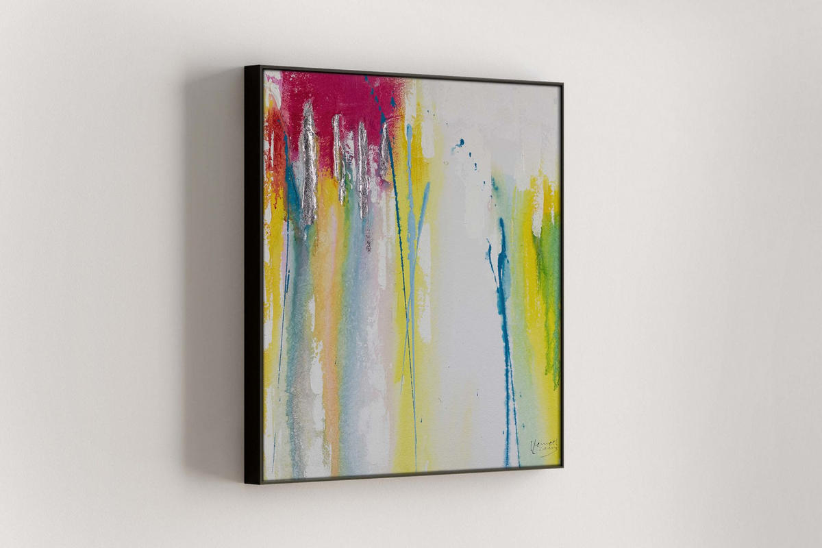 RUČNĚ MALOVANÝ AKRYLOVÝ OBRAZ, 50/50 CM - různobarevná, dřevo/textil (50/50cm) - KUNSTLOFT
