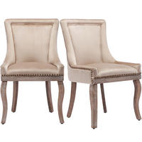 ESSZIMMERSTUHL 2er-Set gepolstert Samt Beige - Beige, Holz (61/91/55cm) - Meubliv
