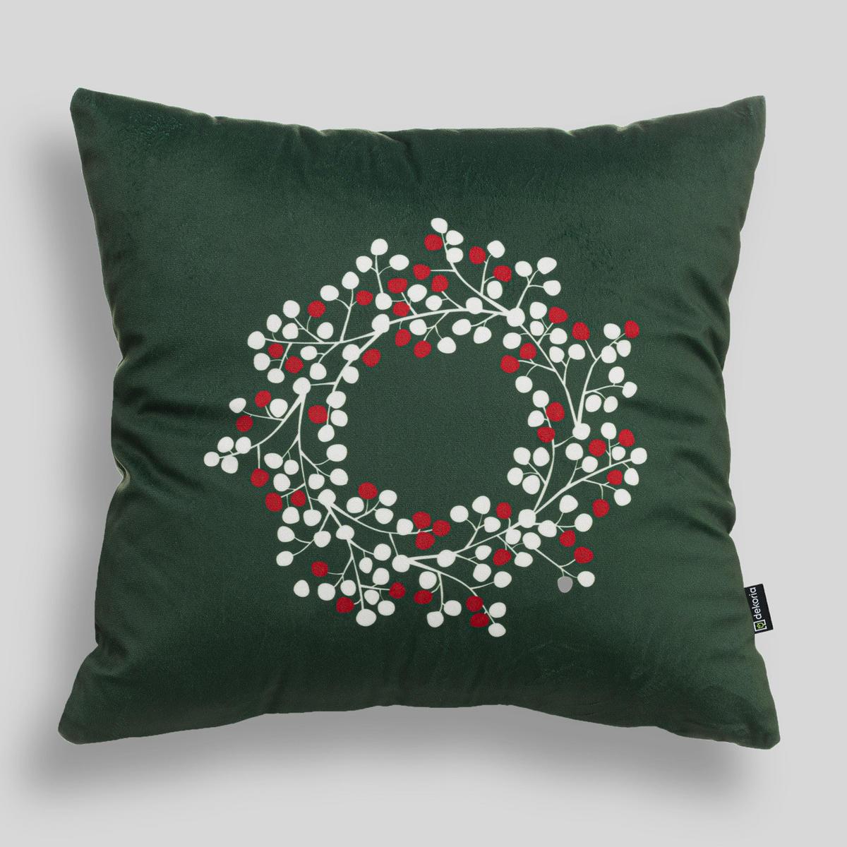 KISSENHÜLLE Berry Wreath 43x43 cm - Grün, Textil (43/1cm) - Dekoria