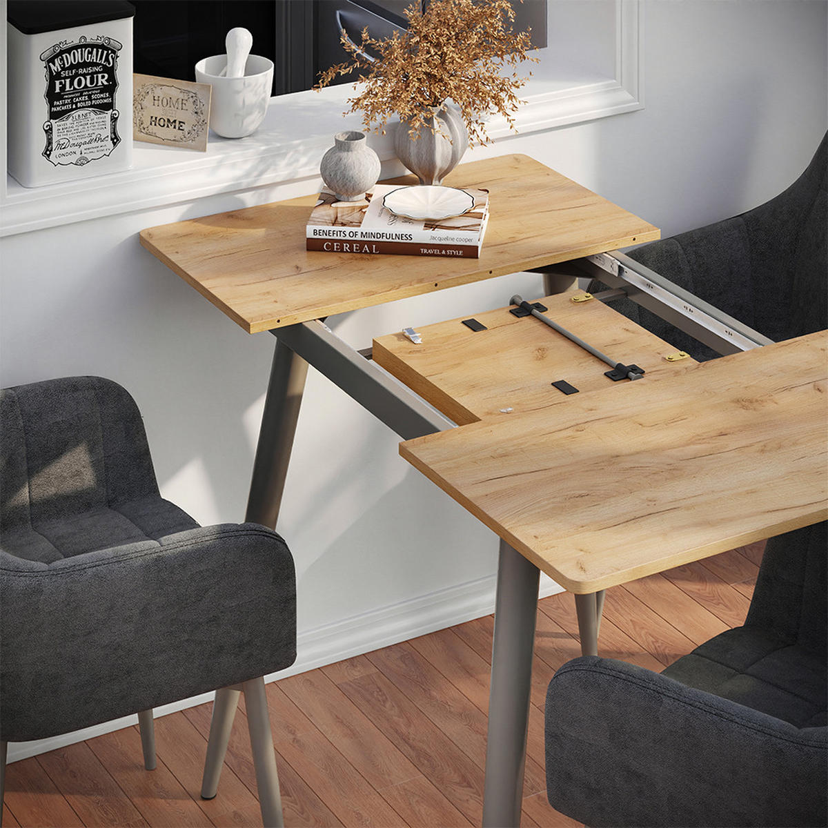 Greige/Eichefarben, Holzwerkstoff (70/80/75cm) - Vicco