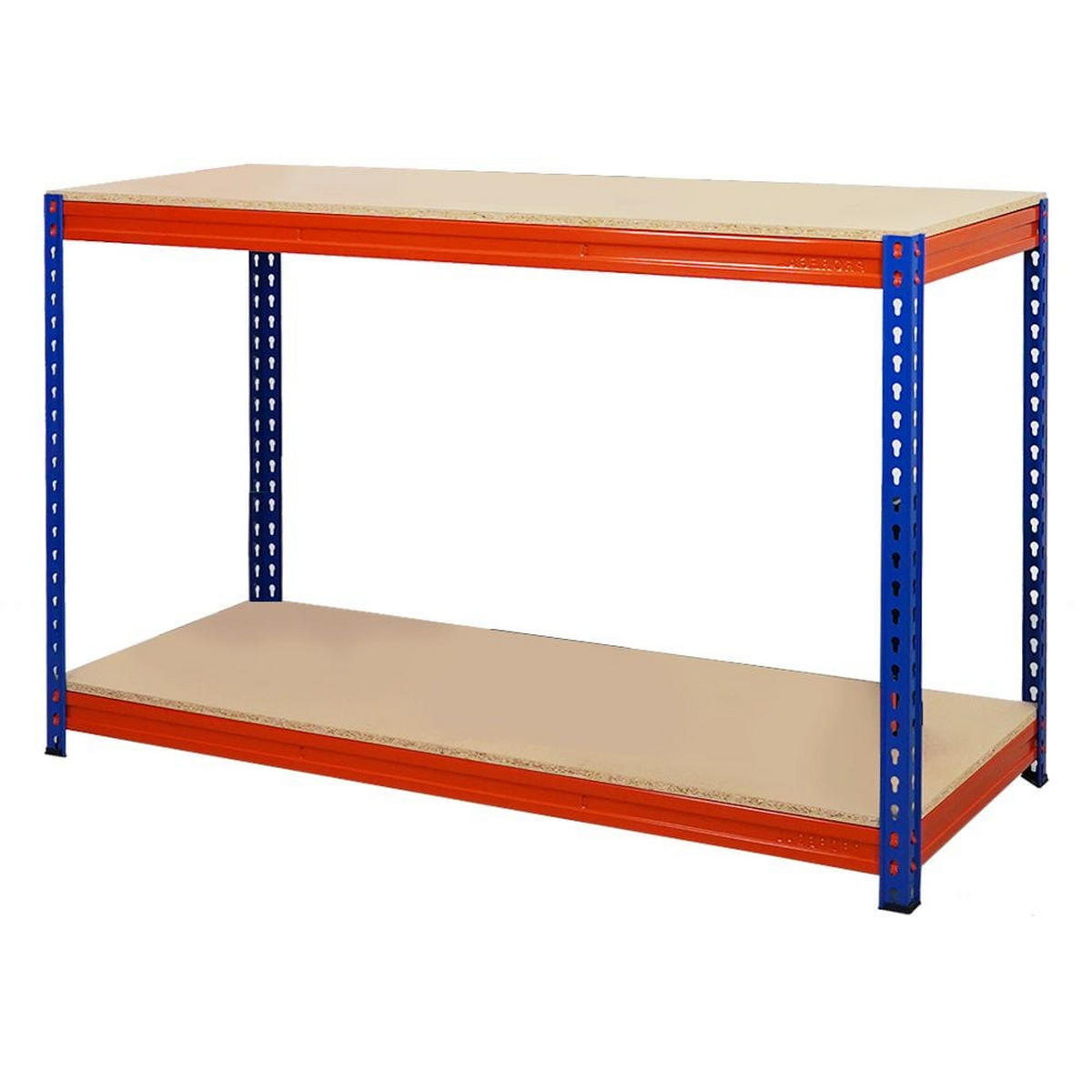 WERKBANK Strong Beast 2er-Set mit 2x 90x150x60 cm Fachlast 500 kg Blau-Orange - Orange, Metall (300/90/60cm) - PROREGAL