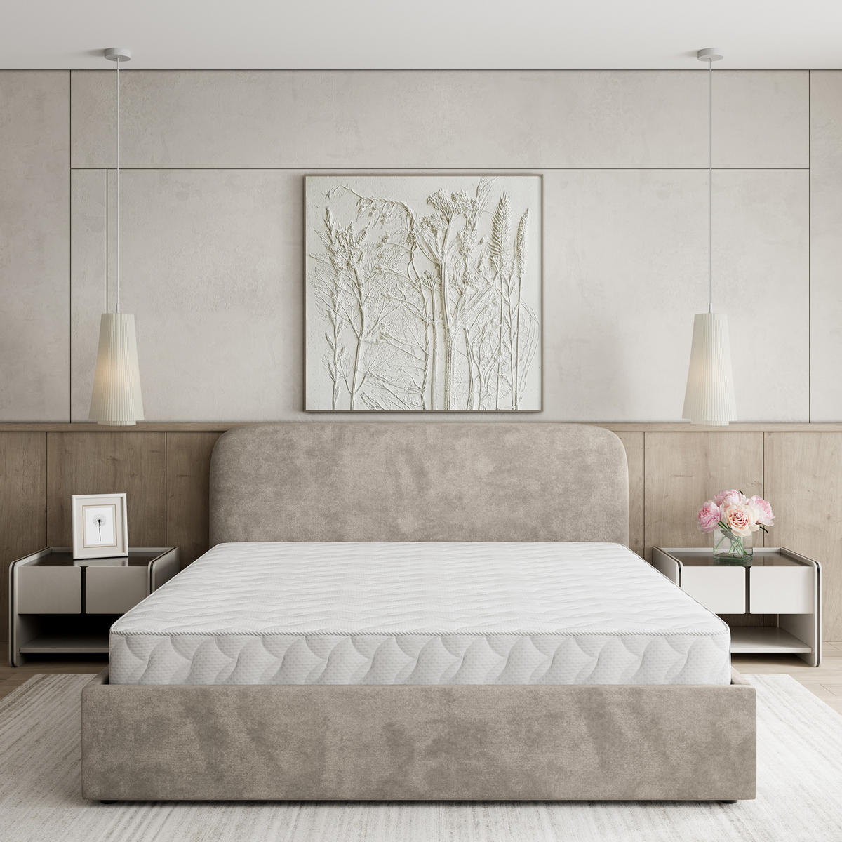 ČALOUNĚNÁ Postel RENIVE 180x200 cm Béžová - béžová, kompozitní dřevo/textil (180/200cm) - MASSENO