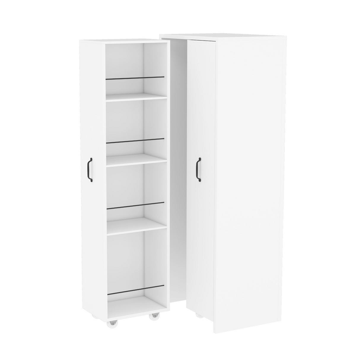 HIGHBOARD 51,5/41/158 cm in Weiß mit 8 offenen Fächern und Rollen - Weiß, Holzwerkstoff (51.5/158/41cm) - BEAOK