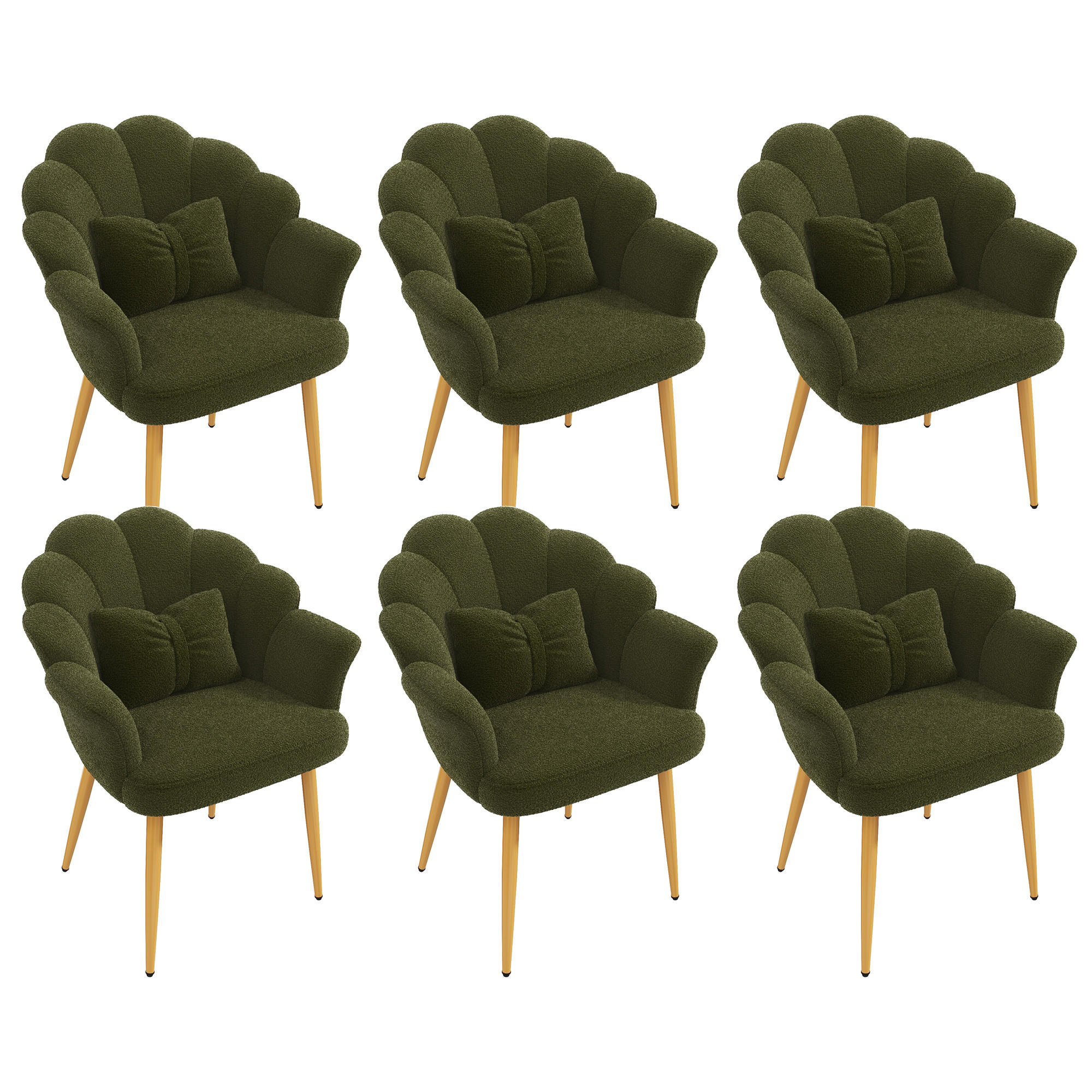 ARMLEHNSTUHL-SET 6 Stück, Blütenblatt-Design, DE-42136, Grün - Grün, Holzwerkstoff (65.5/85/64cm) - ComfortXL