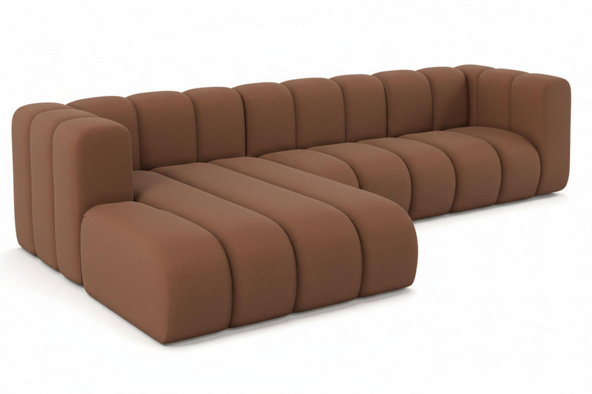 ECKSOFA L-Form Grand L 287 cm, Veloursstoff Salvador, Dunkelbraun, Links - Dunkelbraun, Holz (287/179cm) - Kaiser Möbel