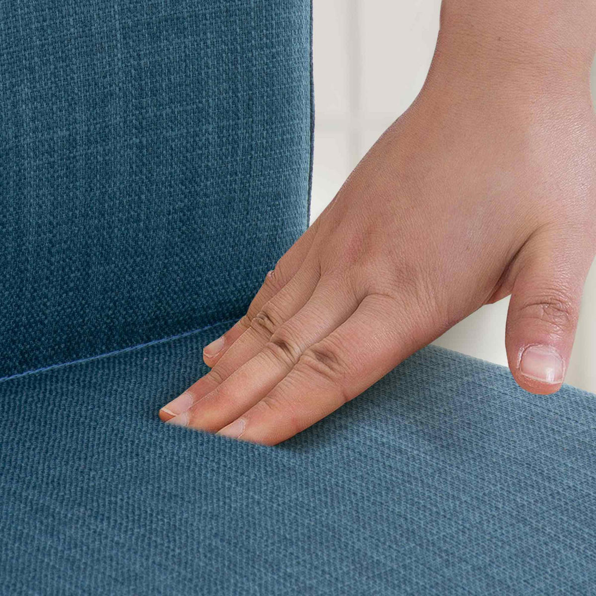 BARHOCKER 2er Set Stoff Blau - Blau/Edelstahlfarben, Textil/Metall (40/93/49cm) - CLP