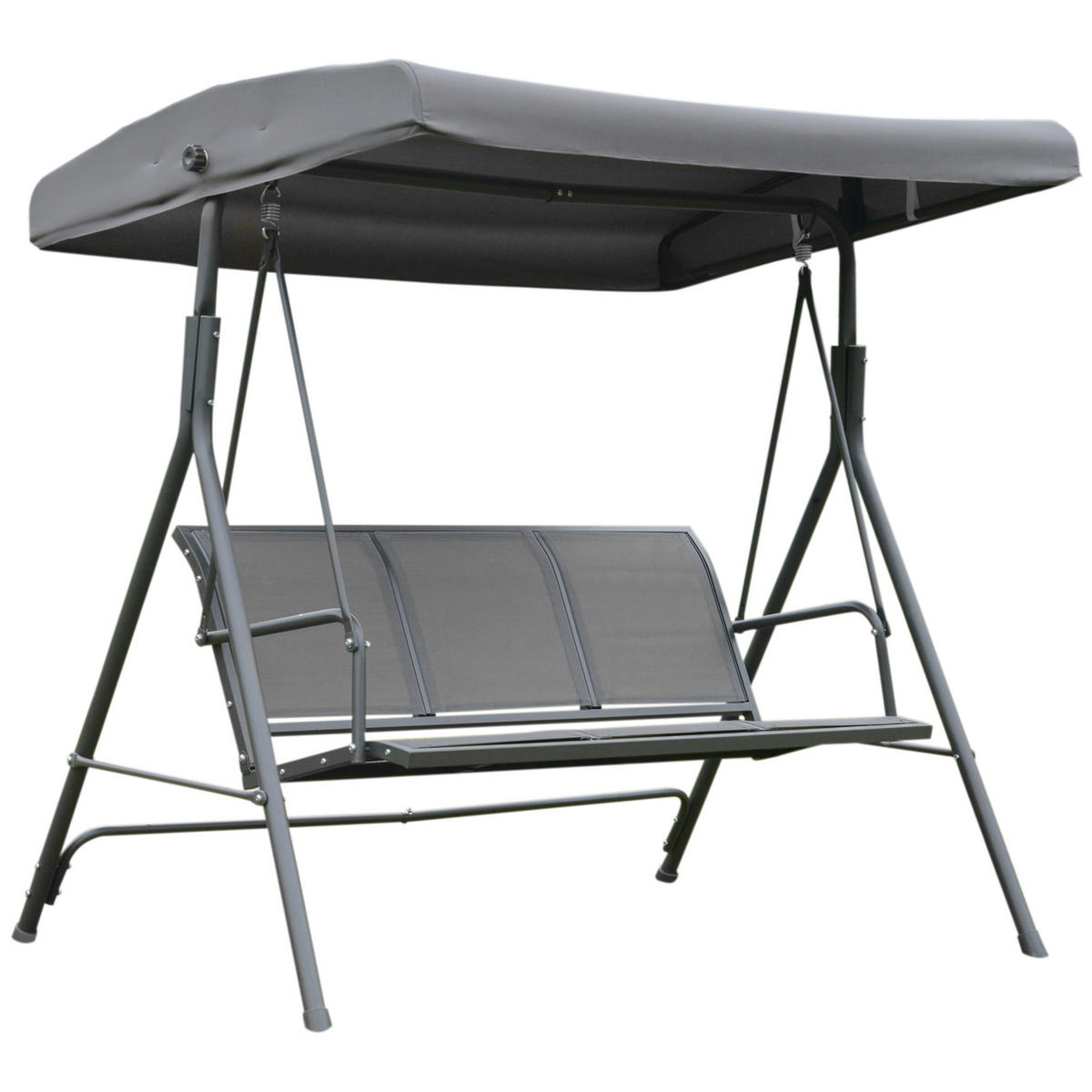 HOLLYWOODSCHAUKEL DE-15224 3-Sitzer mit verstellbarem Dach Grau - Grau, Metall (118/159/175cm) - ComfortXL