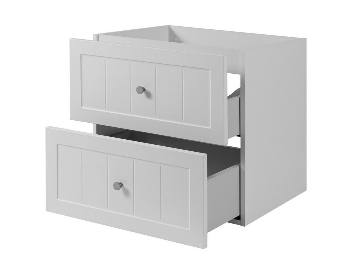 WASCHTISCHUNTERSCHRANK im klassischen Stil, weiß, 60 x 57 x 46 cm - Silberfarben/Weiß, Holzwerkstoff (60/57/46cm) - 3XE LIVING