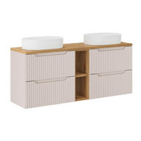 DOPPELWASCHTISCH 140.4cm Riva Kaschmir und Holz - Beige, Holzwerkstoff (140.4/59/40cm) - Petits-meubles