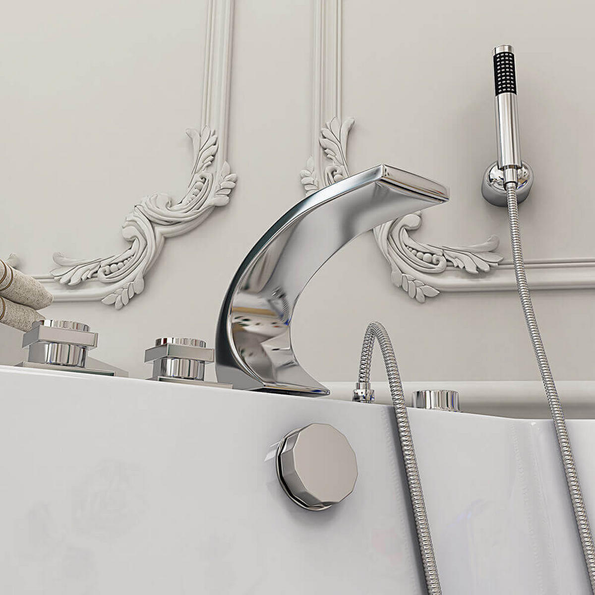 WHIRLPOOL ATLANTIC - Größe: L - Weiß, Keramik (140/64/140cm) - Home Deluxe