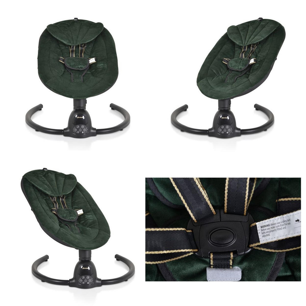 BABYWIPPE Clarissa grün 5 Schaukelgeschwindigkeiten, Bluetooth, Fernbedienung, Timer - Grün, Metall - Moni