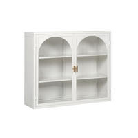 KÜCHENOBERSCHRANK 70x23x60 cm Weiß aus Metall & Sicherheitsglas mit gewebtem Design & 3 Ablagen - Weiß, Glas (70/60/23cm) - Modfu