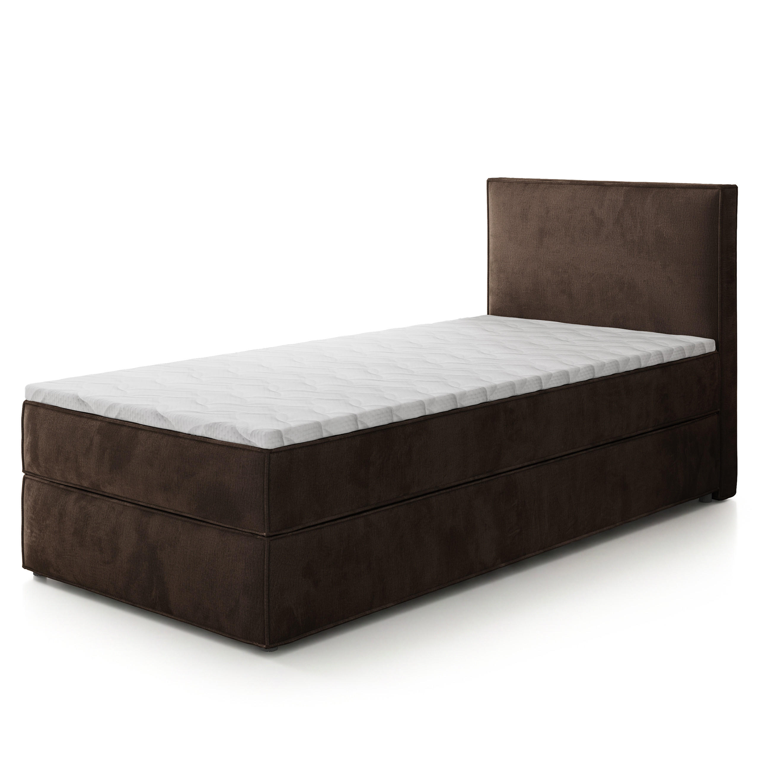 BOXBETT PELLIO 90x200 cm mit Matratze und Topper - Braun - Braun, Holz (90/200cm) - MASSENO