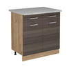 KÜCHENUNTERSCHRANK R-Line Edelgrau 80 cm AP Marmor - Honigeiche/Eiche Wotan, Holzwerkstoff (80/81.6/60cm) - Vicco