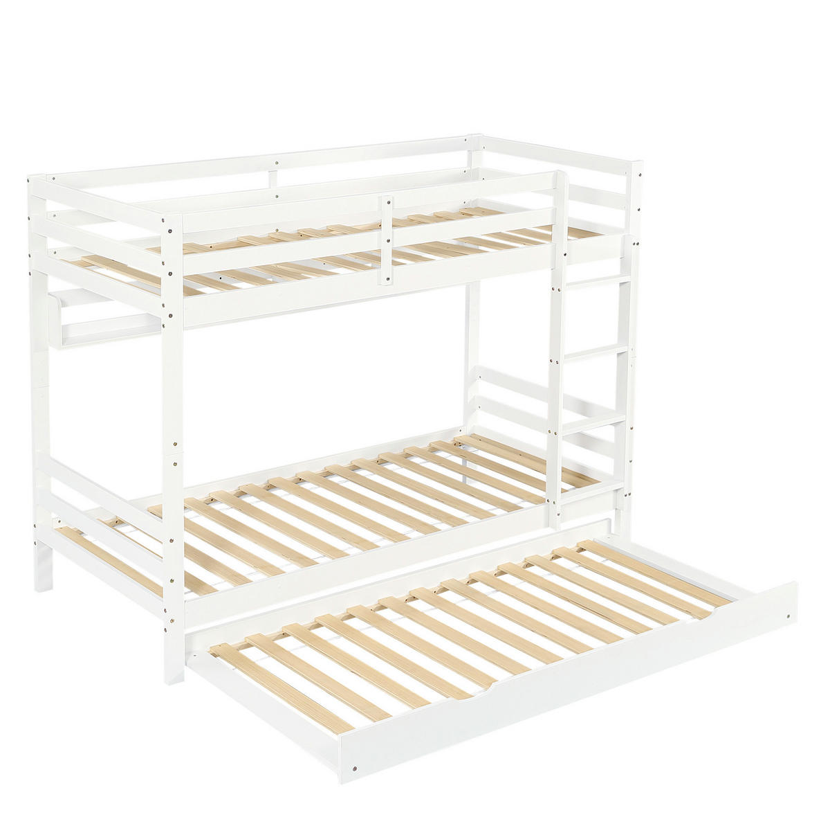 ETAGENBETT 90/200 cm aus Kiefer und MDF mit Ausziehbett und Regal Weiß - Weiß, Holz (90/200cm) - Modenvie
