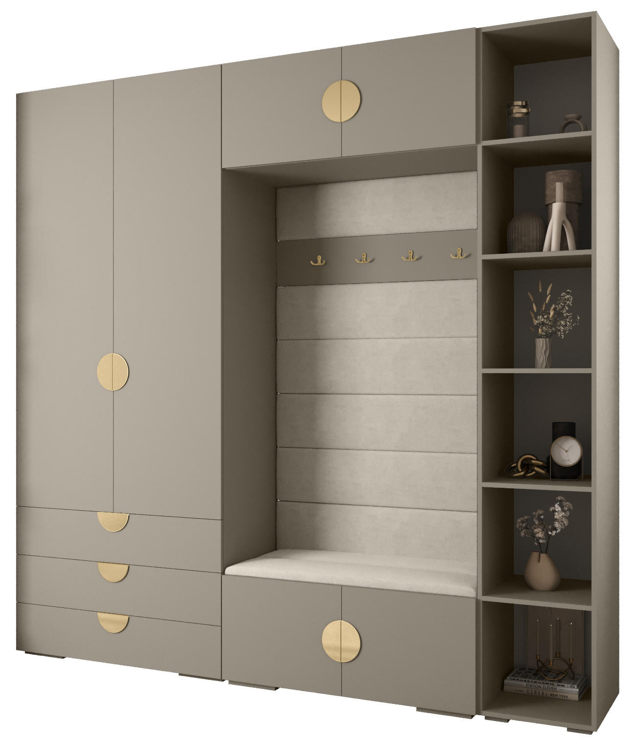 GARDEROBEN-SET 236,7/240/47 - Kaschmir/Goldfarben, Holz/Kunststoff (240/236.7/47cm) - Abiks Möbel